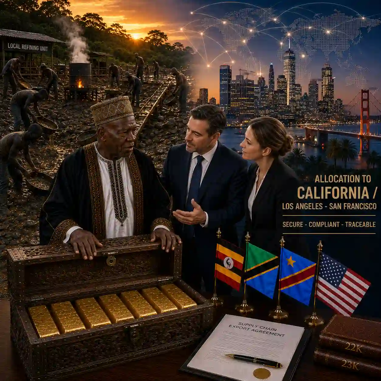 Gold Dore Bars Allocation Africa to California Los Angeles San Francisco