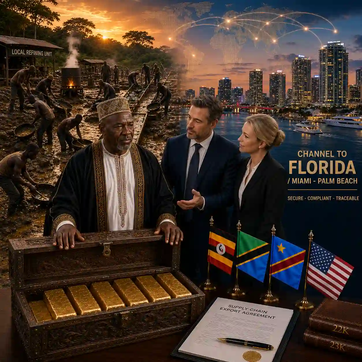 Gold Dore Bars Channel Africa to Florida Miami Palm Beach